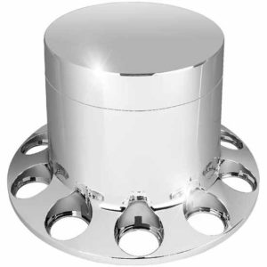 Mirror-Shine Chrome ABS Plastic Flat Top Rear Axle Covers Kit For 22.5, 24.5 Inch Wheels