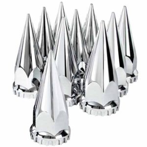 33MM X 4.75 Inch Chrome HP Thread-On Hub Pilot Style Super Spike Nut Covers - Pack Of 10