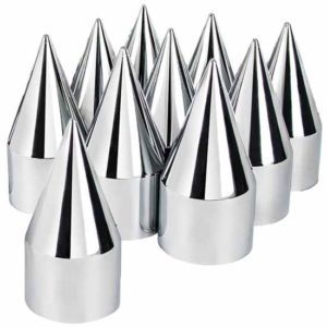 1.5 X 4.125 Inch Chrome Push-On Budd Style Spike Nut Covers - Pack Of 10