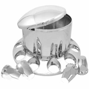 Premium Chrome Top Hat Axle Cover With 10 Holes For 3MM Wheels