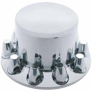 Chrome Economy Rear Hub Cover With 33MM Nut Covers, Removable Center Hubcap