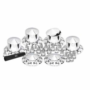 Chrome Plastic Spiked Hub Cover Kit For 6 Wheels