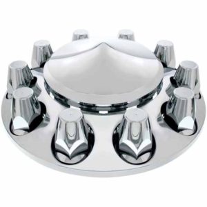 Chrome Pointed Front Axle Cover With 33MM Thread-On Nut Covers