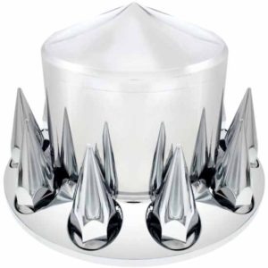 Chrome Pointed Rear ABS Axle Cover With 33MM Thread-On Spike Nut Covers