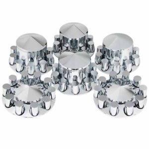 Chrome Pointed Axle Cover Combo Kit With 33MM Thread-On Cylinder Nut Covers