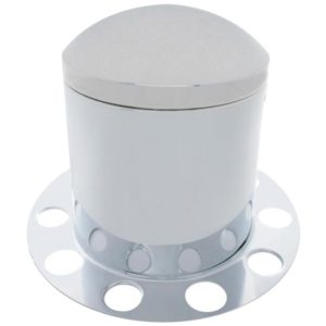 Chrome Steel 3 Piece Rear Axle & Hub Cover W/ Removable Hub Cap For 22.5 & 24.5 Inch Wheel