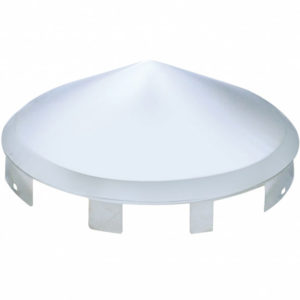 Chrome Pointed Front Hubcap With 1 Inch Lip For 4, 5, 6 Notched Hubs