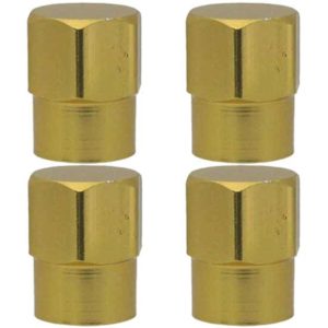 Yellow Hex Style Metal Valve Stem Cap - Pack Of 4