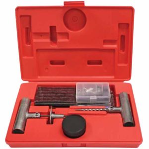Tire Repair Kit Includes Split-Eye Needle, Spiral Probe, Repair String, Pencil Gauge, Hex Tool, Valve Repair