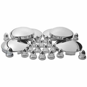 Complete Chrome Hub Cover Kit With 60 33MM Push-On Nut Covers