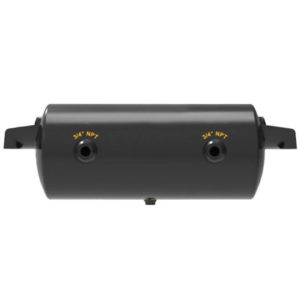 Steel Air Tank For Trailer 9.5 Inch Diameter 1488 Cubic Inch Volume, 3/4 Inch Ports & 1/4 Inch Drain - Black