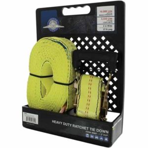 2 Inch X 27 Foot Ratchet Tie Down With J Hook - 3,333 Lb. Work Load Limit