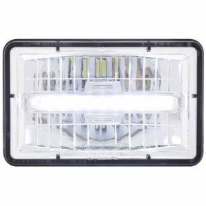 4 X 6 Inch High Power LED High Beam Headlight W/ 9 Diode Super Bright White LED Center Light Bar