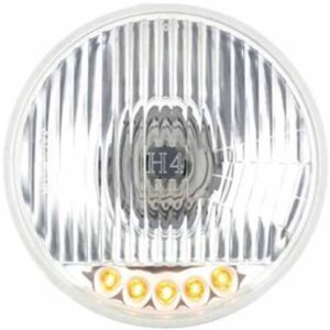 5.75 Inch Round Crystal Halogen Headlight W/ 5 Amber LED Position Lights