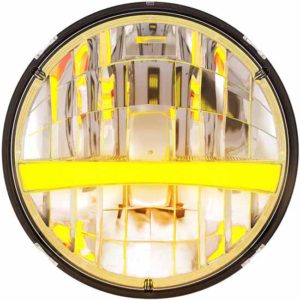 7 Inch Round High Power LED Dual Function Headlight W/ Amber LED Turn Signal, Position Light Bar