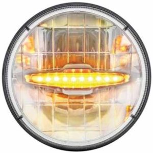 3 LED Round 7 Inch High Power Headlight W/ 10 LED Amber Daytime Running Light Bar