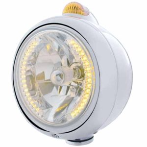 Stainless Steel Guide 682-C Halogen Headlight W/ 34 Amber LED Position Light, Amber Top Mount Light